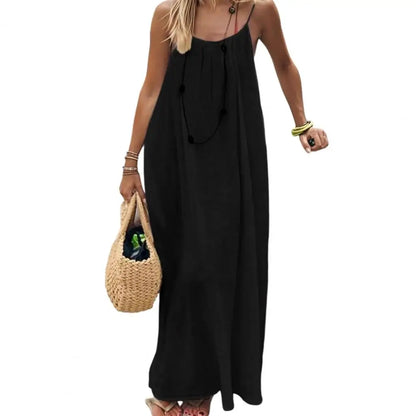 Women'S Strappy Lounge Dress Open Back Maxi Length with Relaxed Fit Comfortable Home Wear​ Vacation Long Sundress with Back Tie